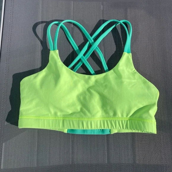RARE! ✨ BORN PRIMITIVE - Fearless Strappy Back Neon Sports Bra in Envy - M - Picture 4 of 11